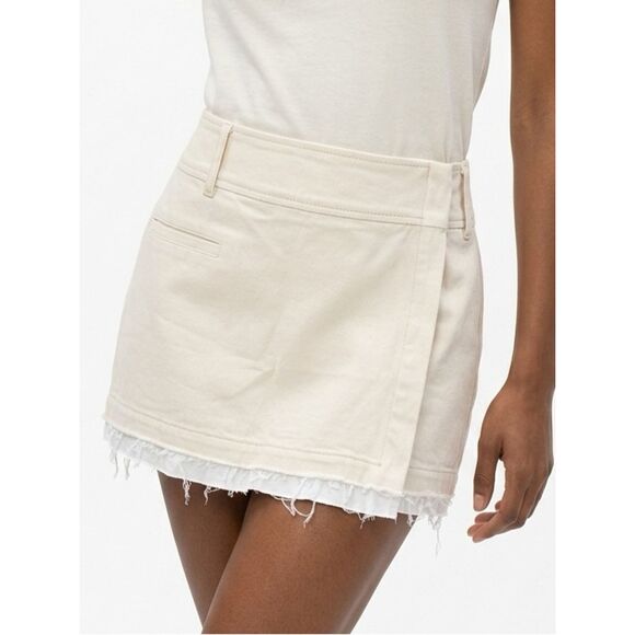 Zara Dresses & Skirts - ZARA | NEW Cream & White Wrap Look Skirt Zip Slit Women’s Size Large